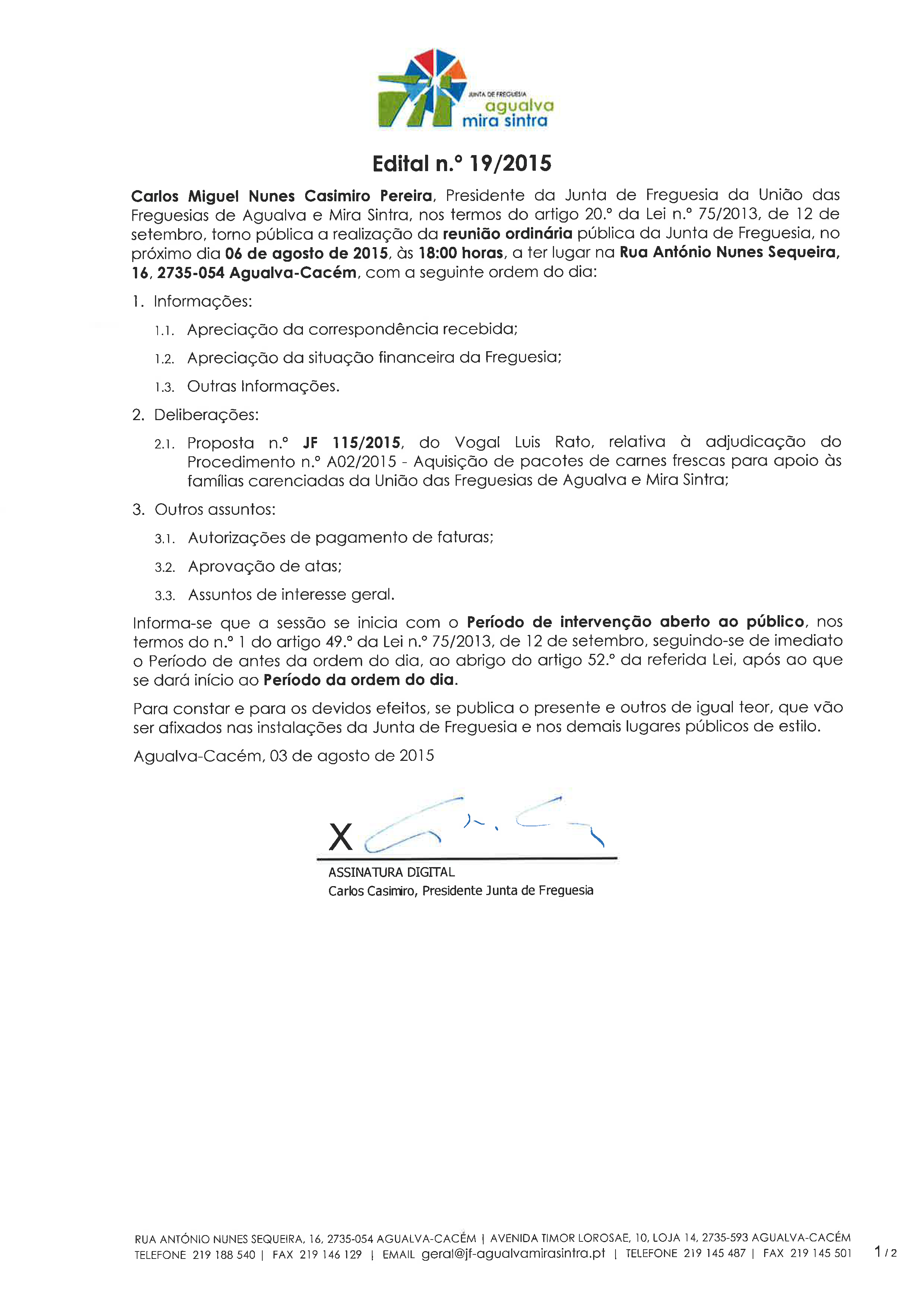 Edital n.º 19/2015