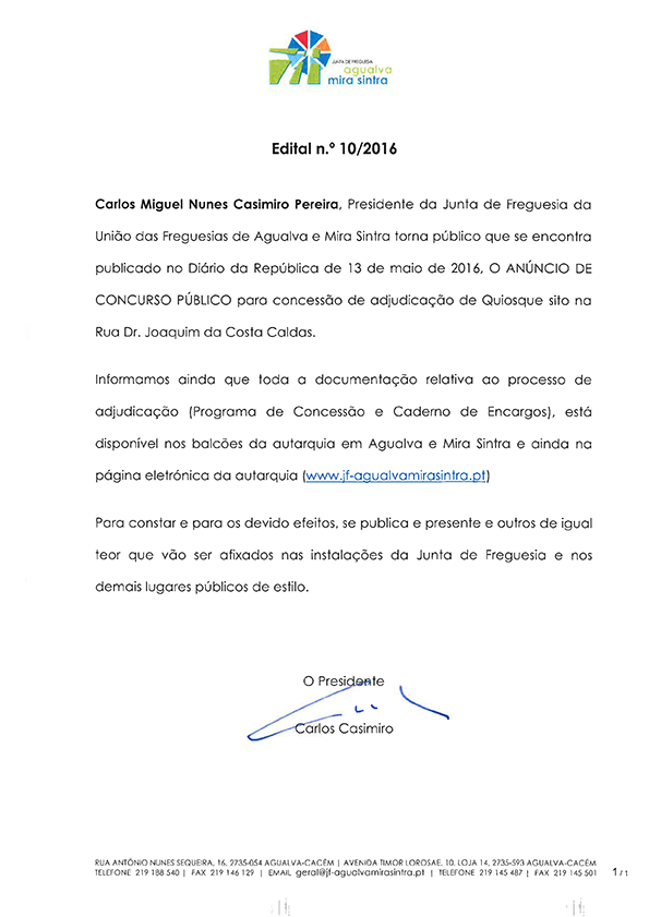 Edital n.º 10/2016