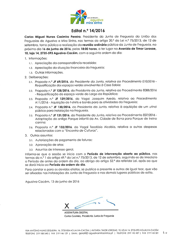 Edital n.º 14/2016