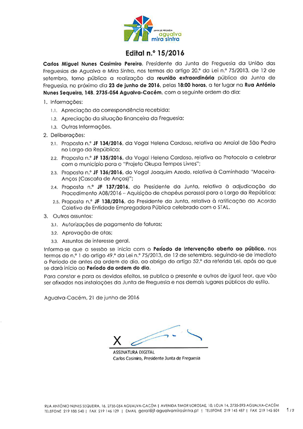 Edital n.º 15/2016