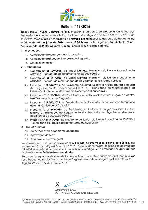Edital n.º 16/2016