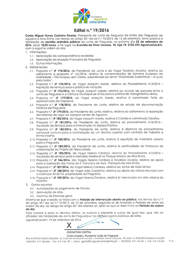 Edital n.º 19/2016