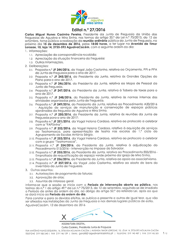 Edital n.º 27/2016