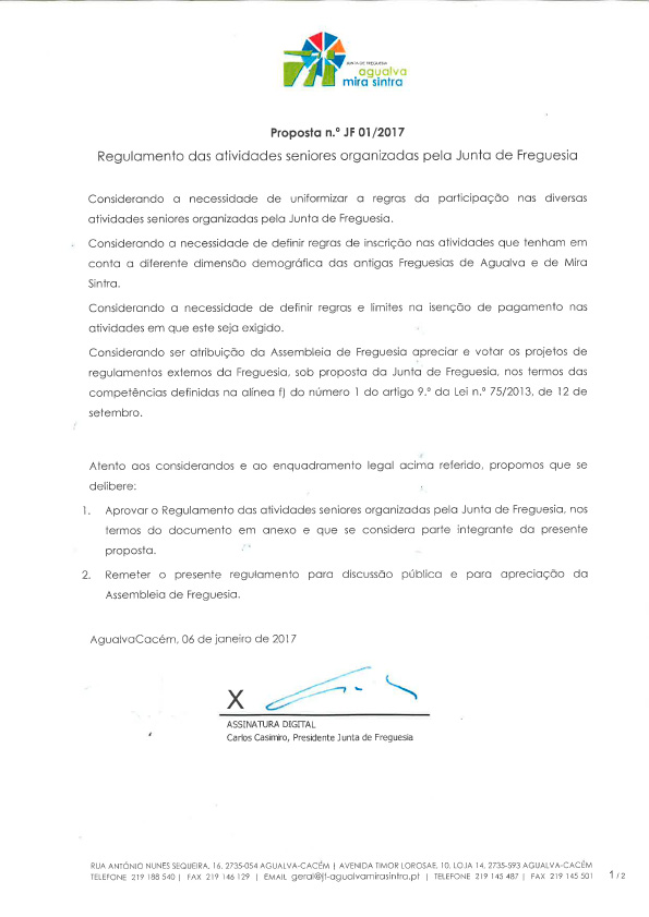 Regulamento das Atividades Seniores Regulamento das Atividades Seniores