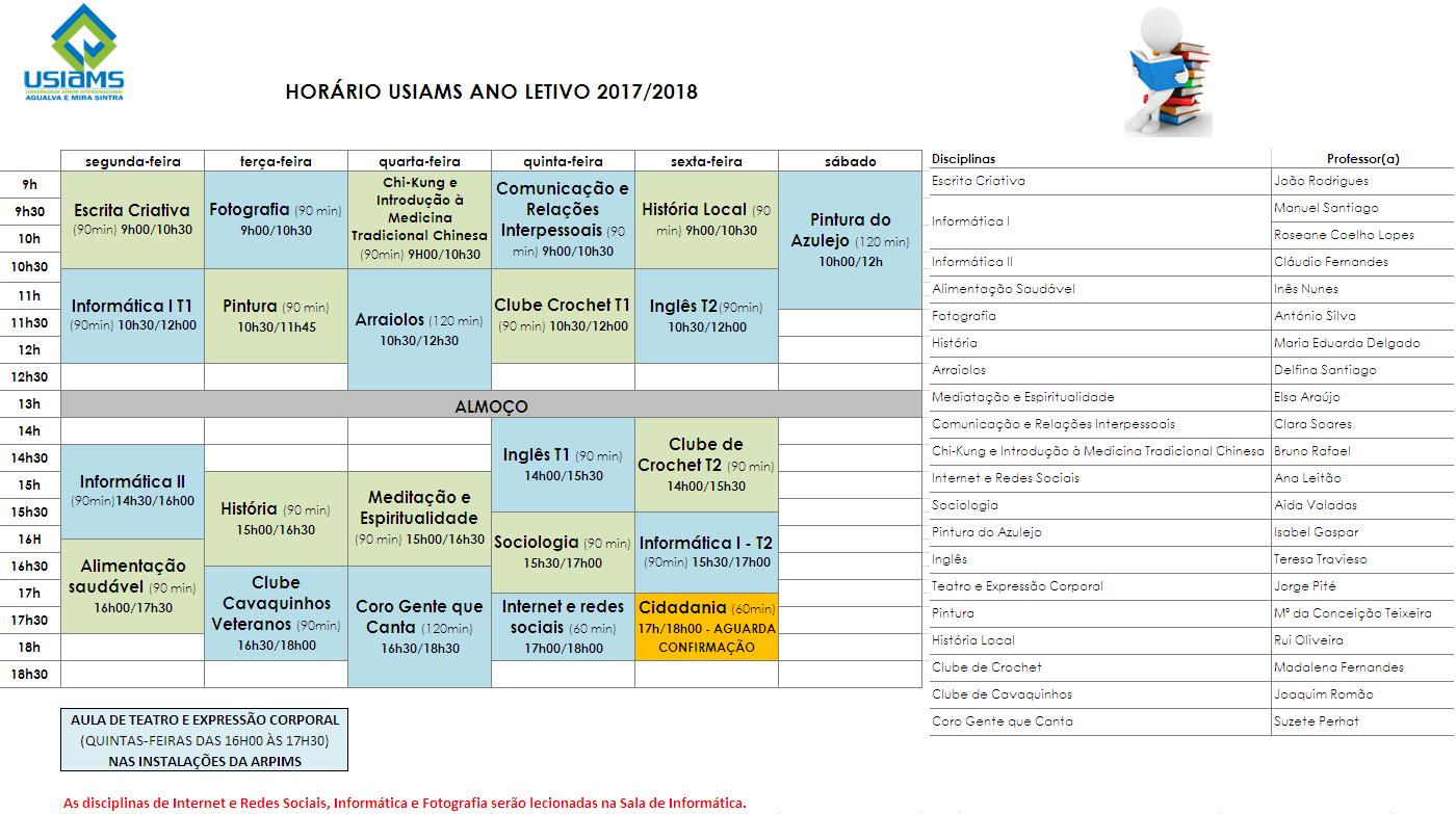 USIAMS - Horário 2017 USIAMS - Horário 2017