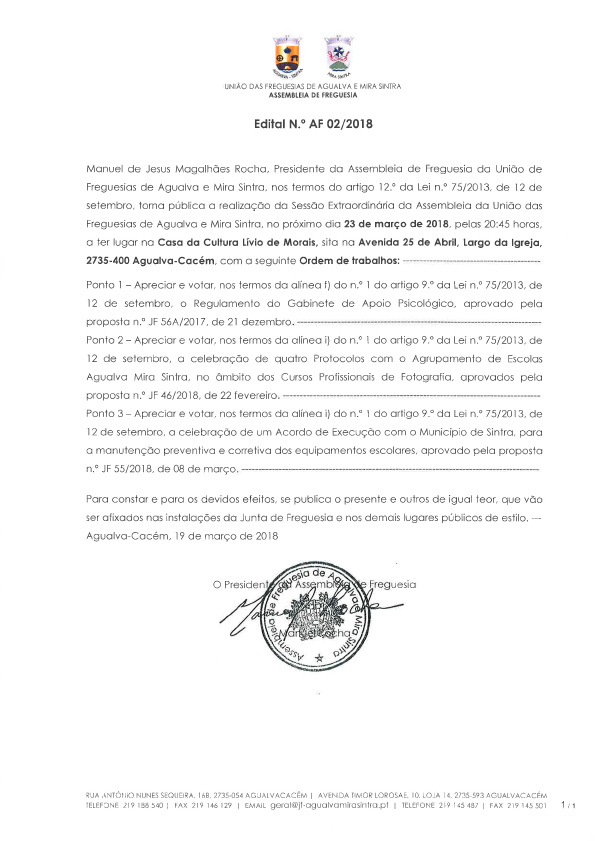 Edital n.º AF 02/2018