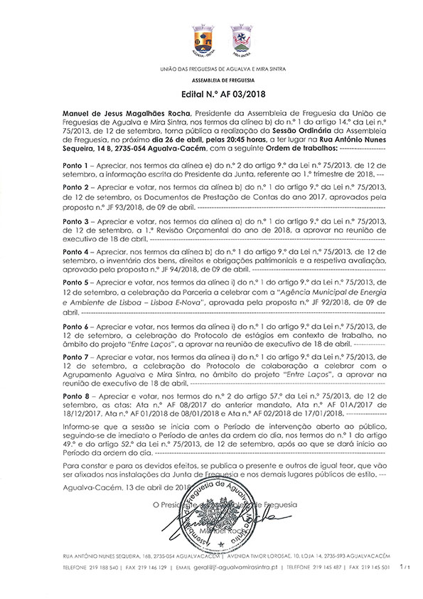 Edital n.º AF 03/2018