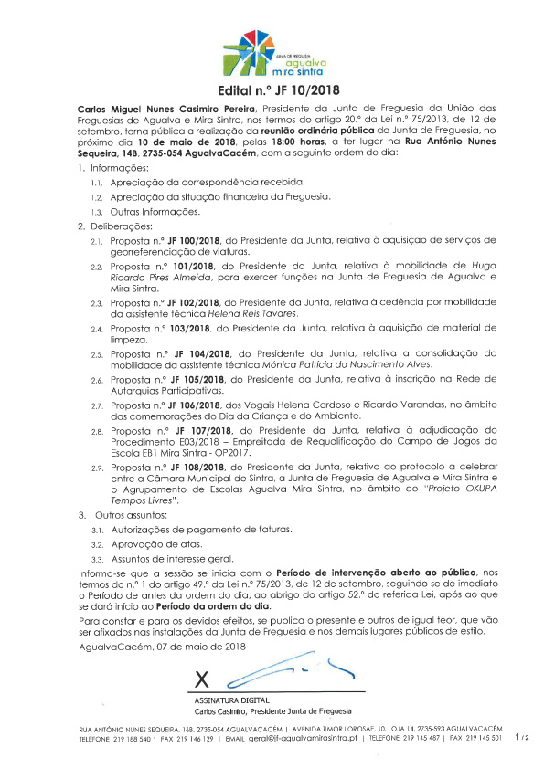 Edital n.º JF 10/2018