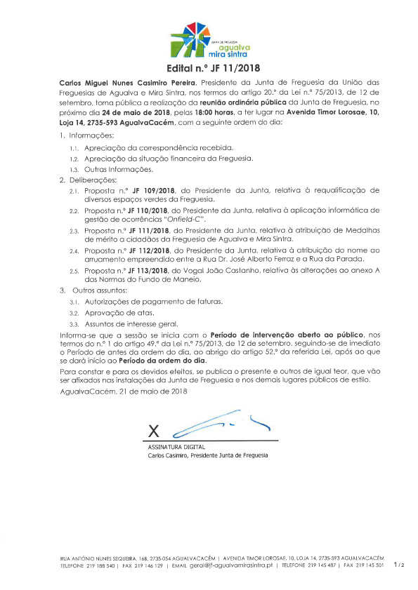 Edital n.º JF 11/2018