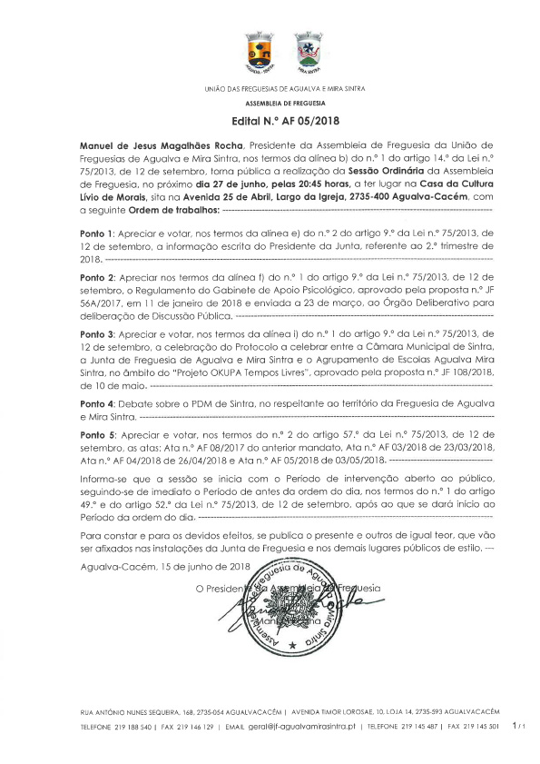 Edital n.º AF 05/2018