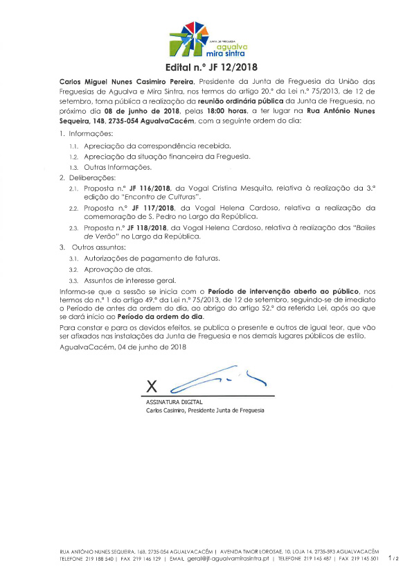 Edital n.º JF 12/2018