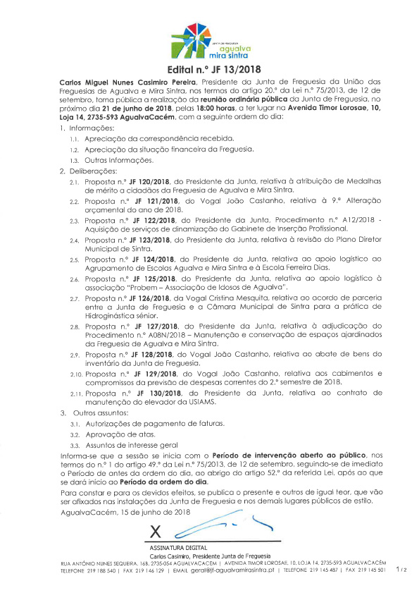 Edital n.º JF 13/2018