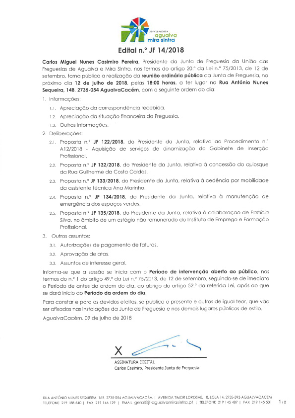 Edital n.º JF 14/2018