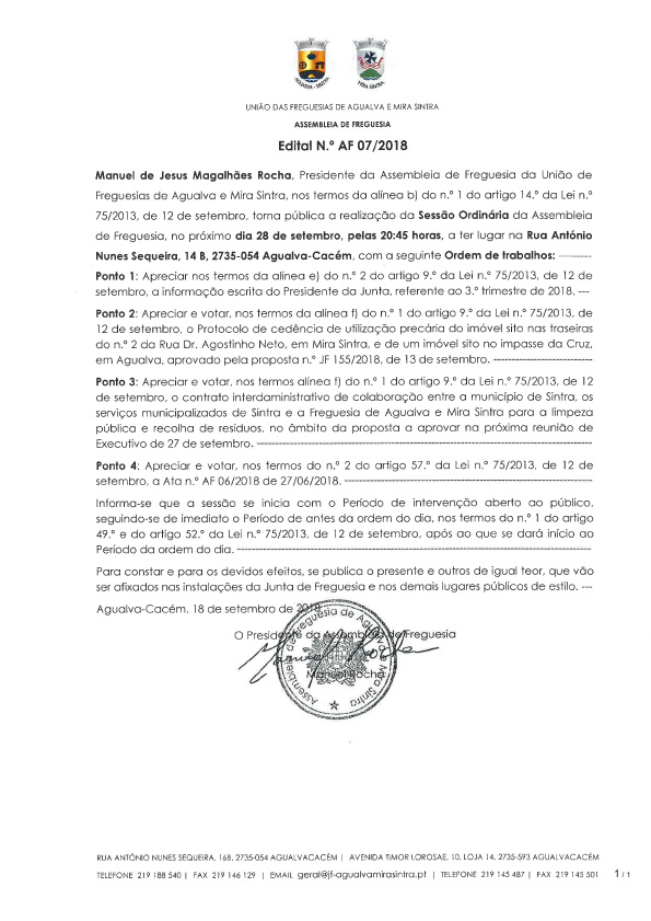 Edital n.º AF 07/2018