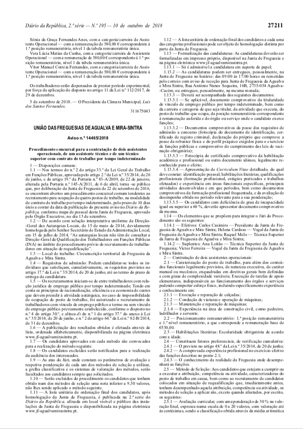 DRE Aviso n.º 14465/2018