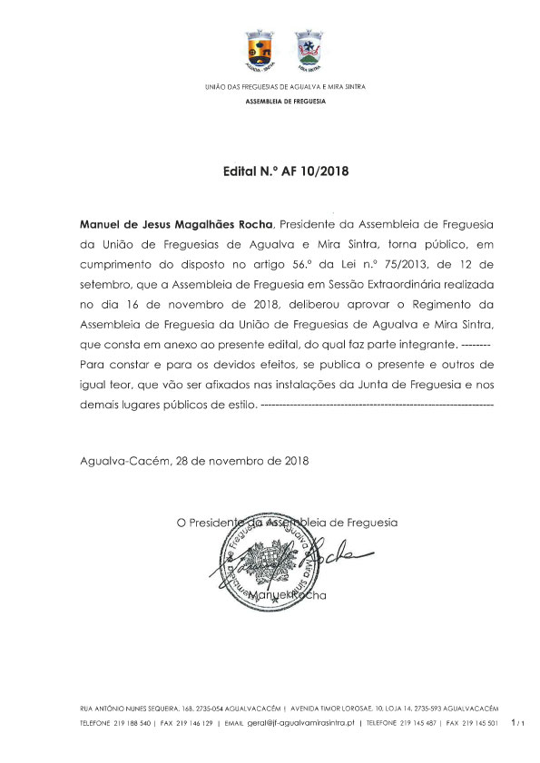 Edital n.º AF 10/2018