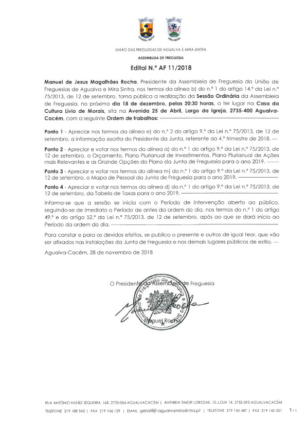 Edital n.º AF 11/2018