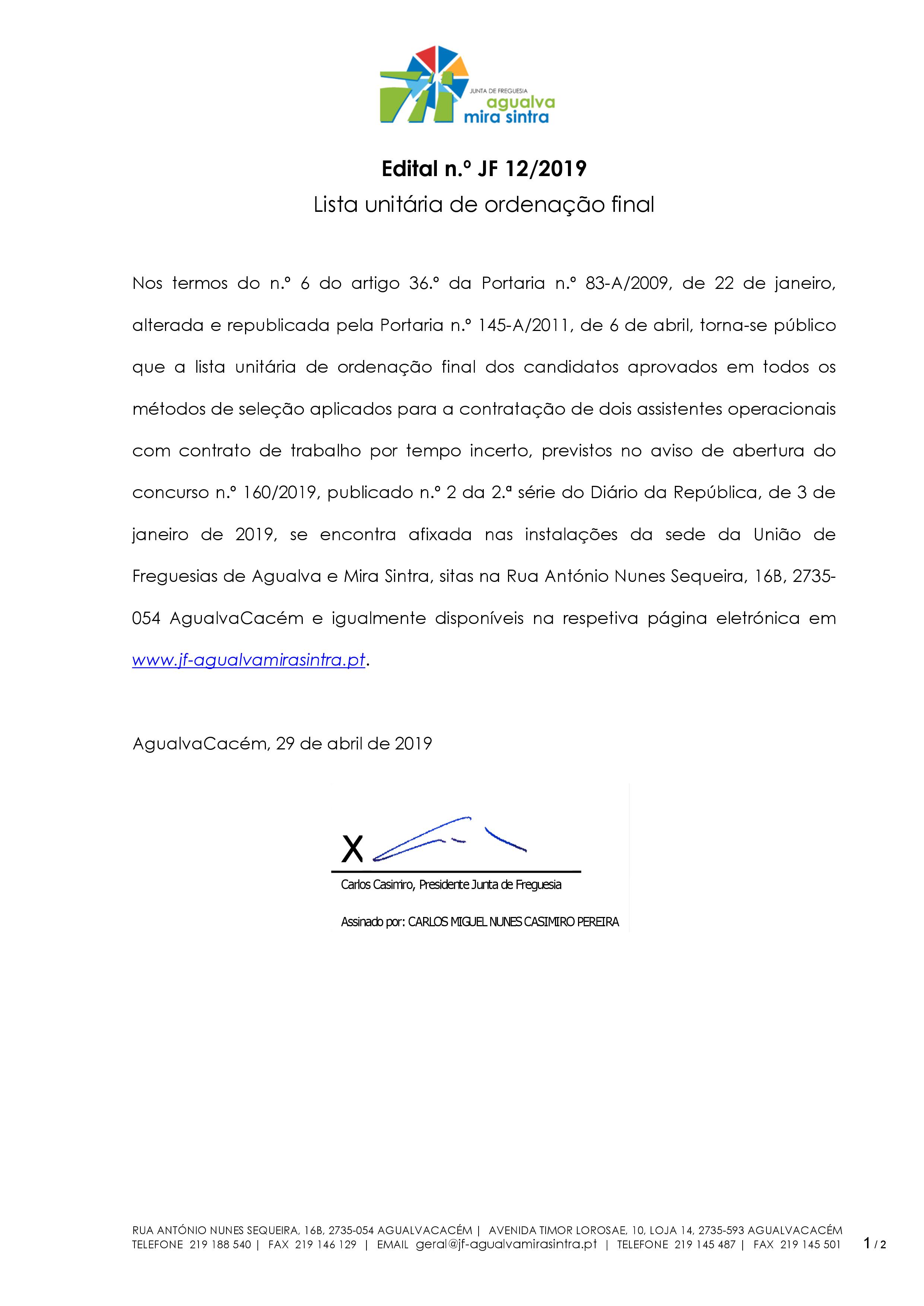 Concurso Público nº 160/2019