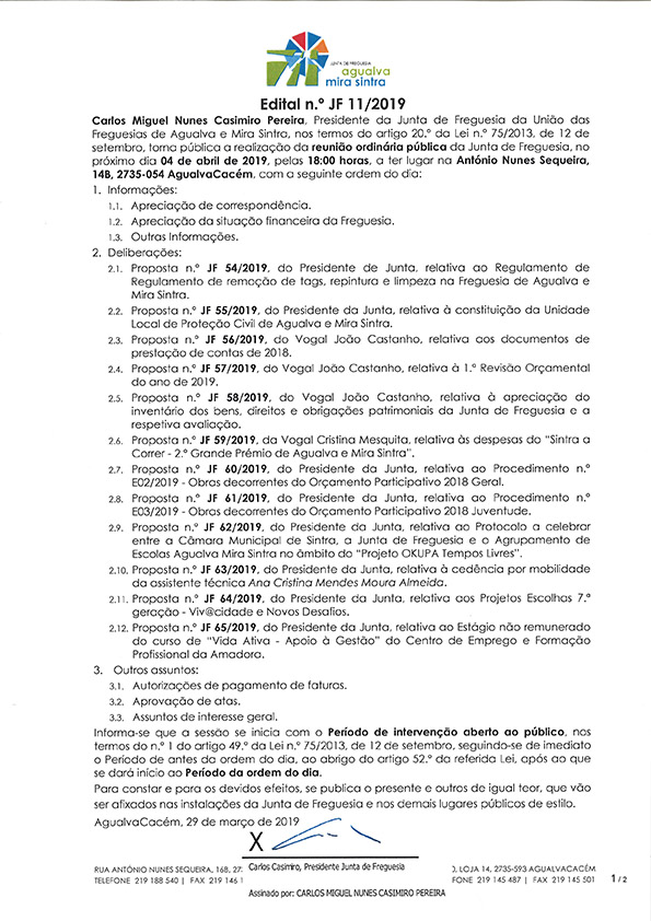 Edital n.º JF 11/2019