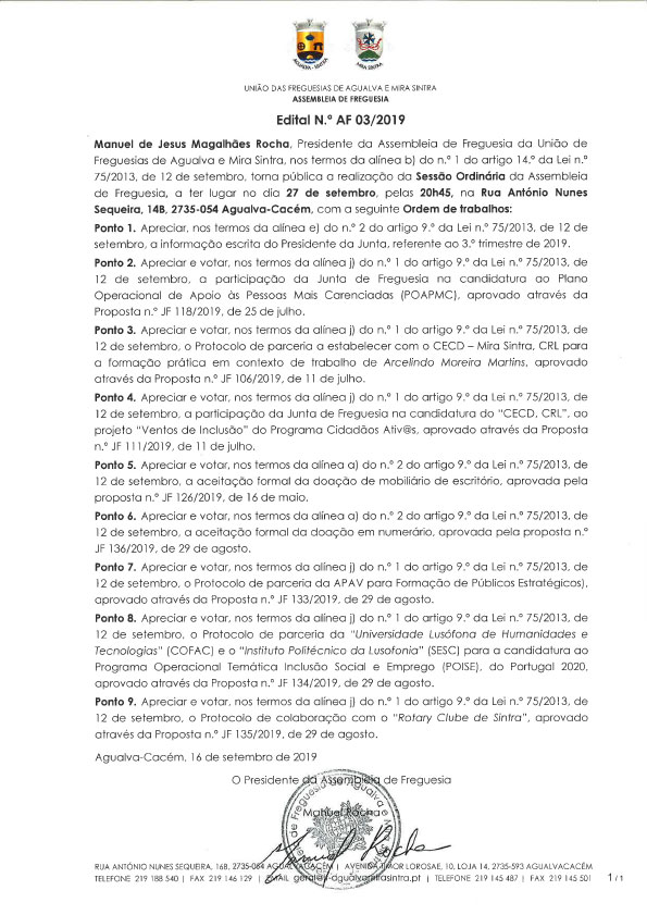 Edital n.º AF 03/2019
