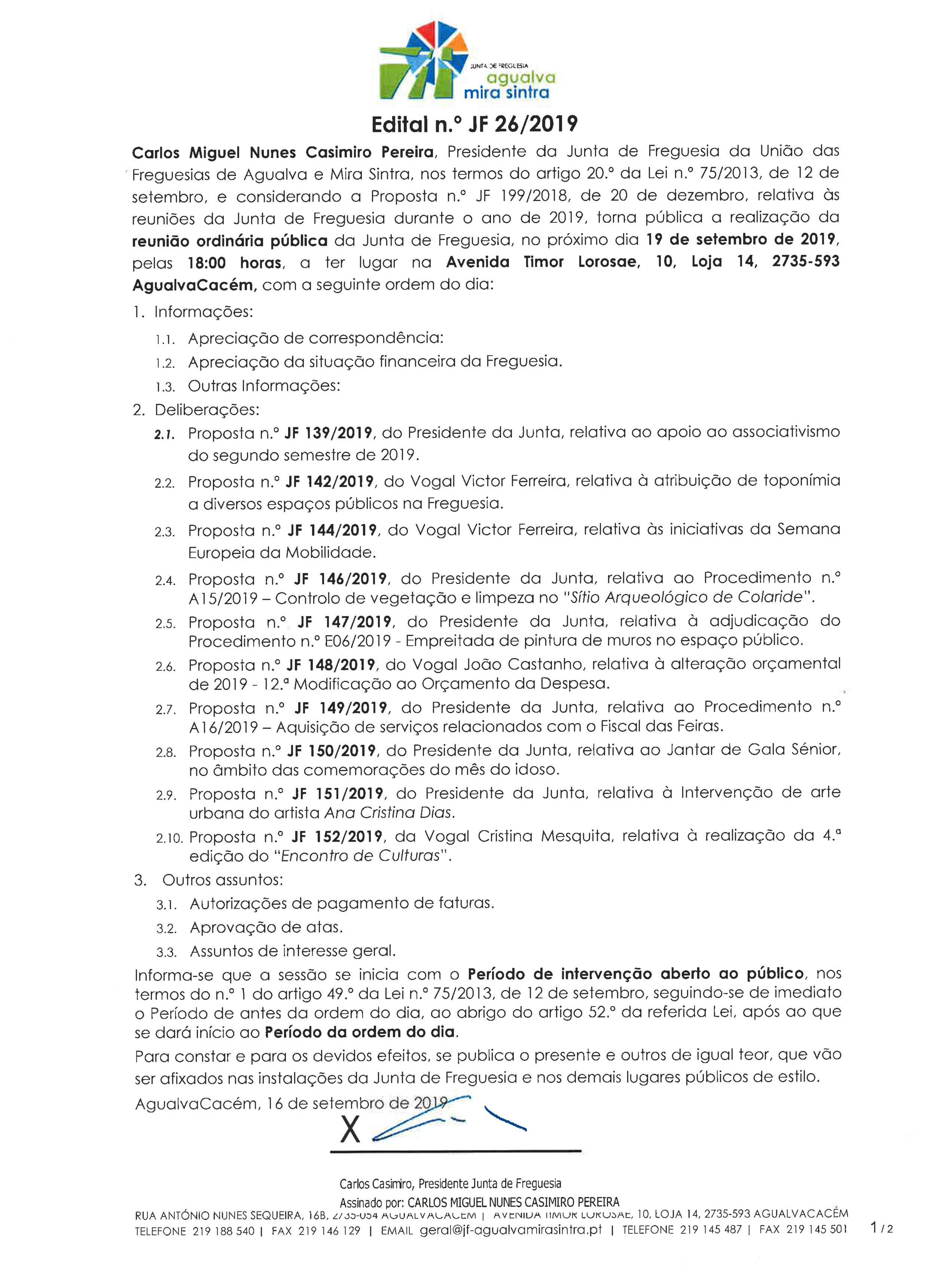 Edital n.º JF 26/2019