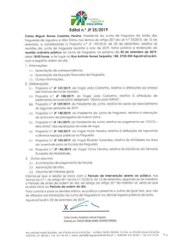 Edital n.º JF 25/2019