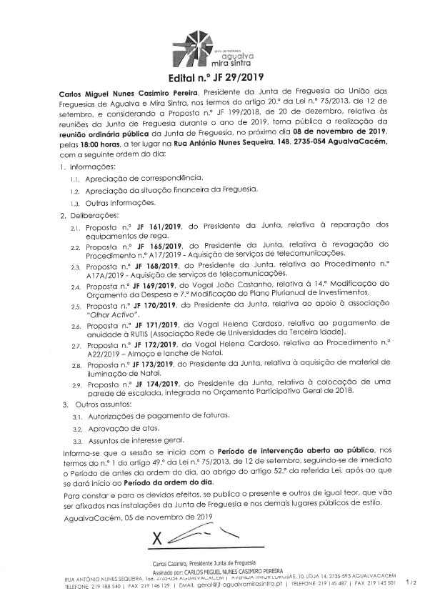 Edital n.º JF 29/2019