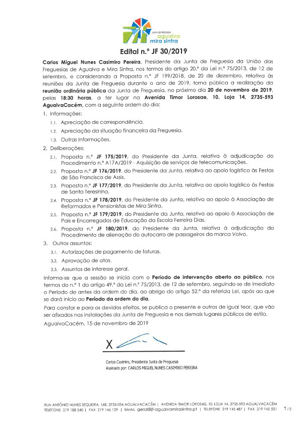Edital n.º JF 30/2019