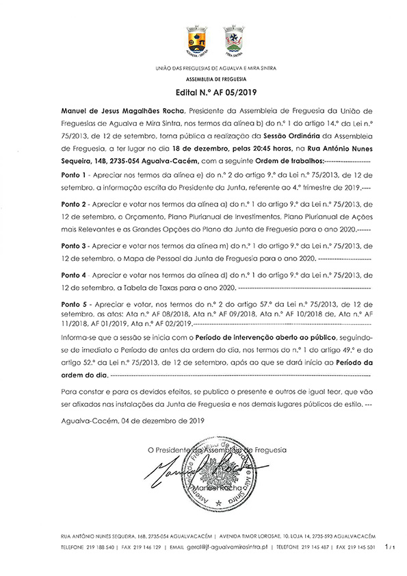 Edital n.º AF 05/2019