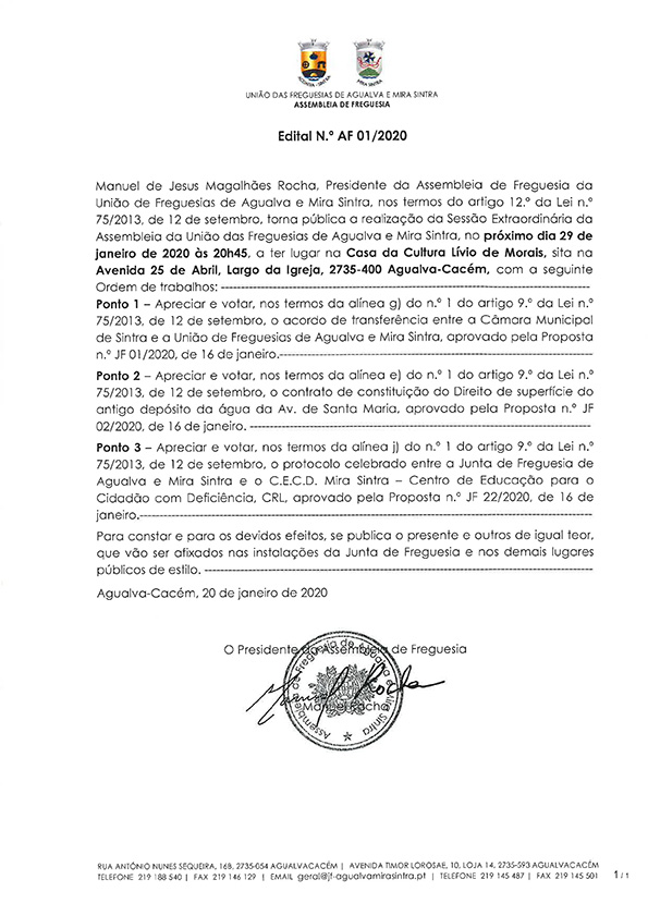 Edital n.º AF 01/2020