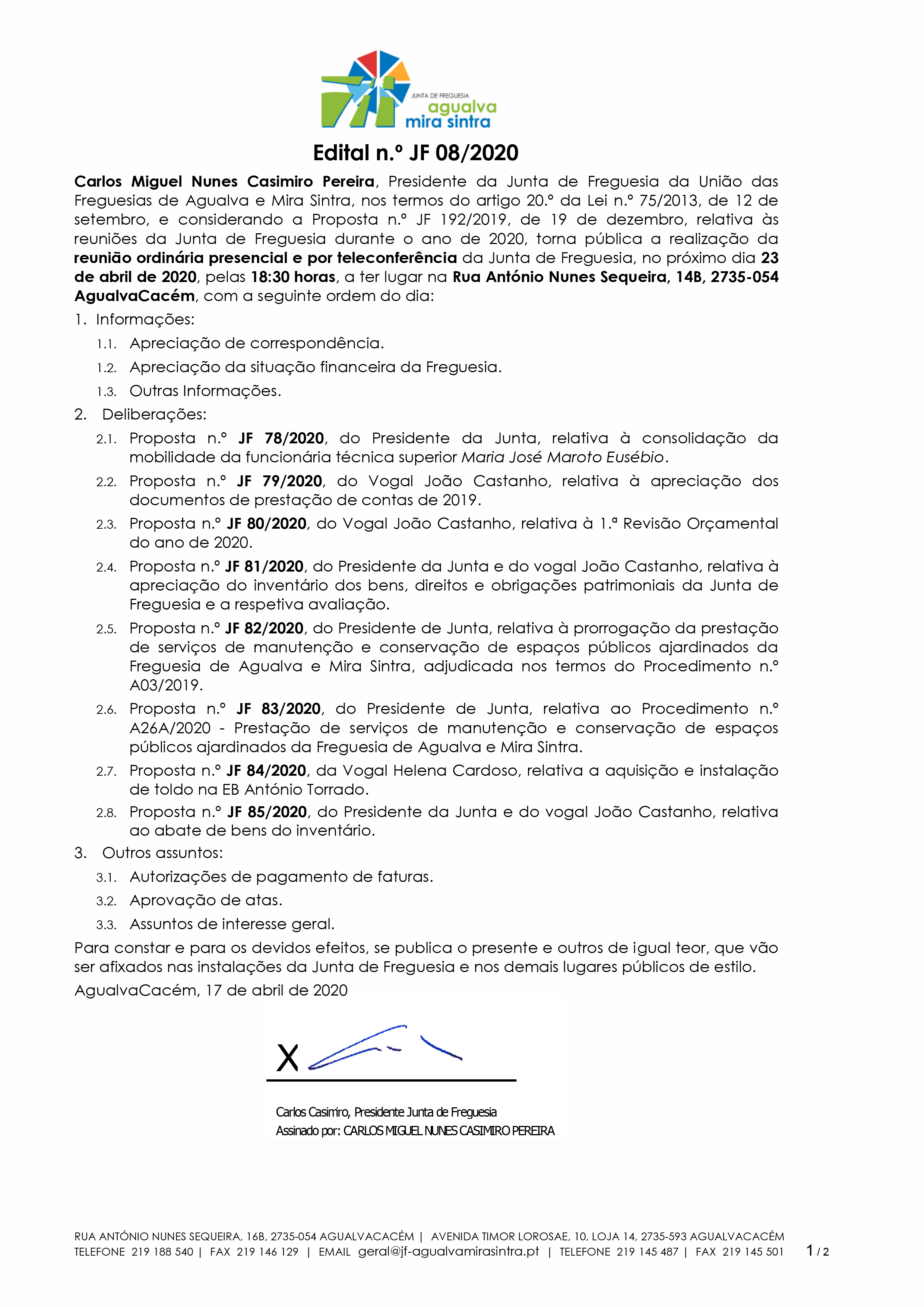 Edital n.º JF 08/2020