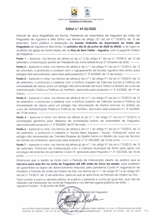 Edital n.º AF 03/2020