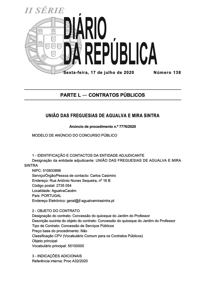 Aviso de abertura de Concurso Público