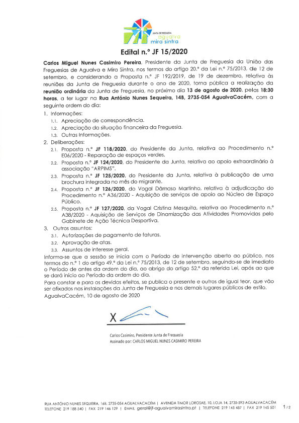Edital n.º JF 15/2020