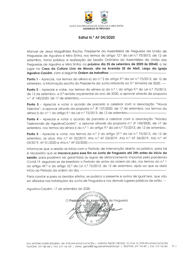 Edital n.º AF 04/2020