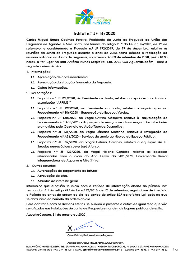 Edital n.º JF 16/2020