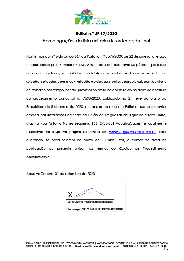 Edital n.º JF 17/2020