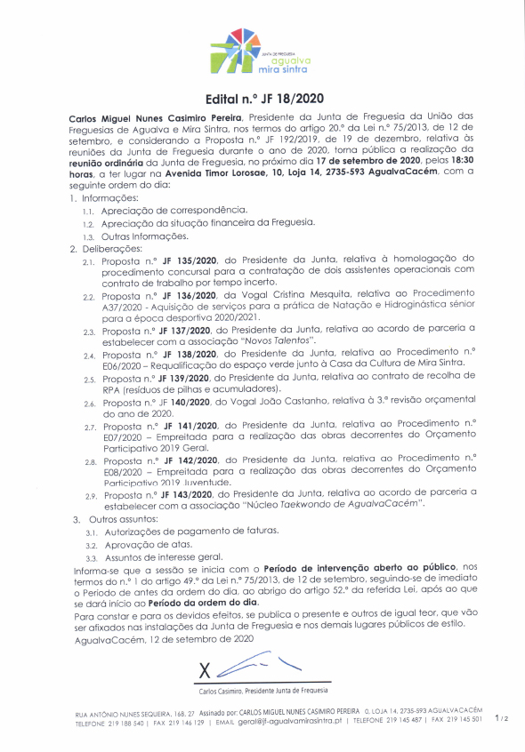 Edital n.º JF 18/2020