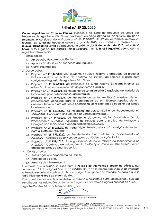 Edital n.º JF 20/2020