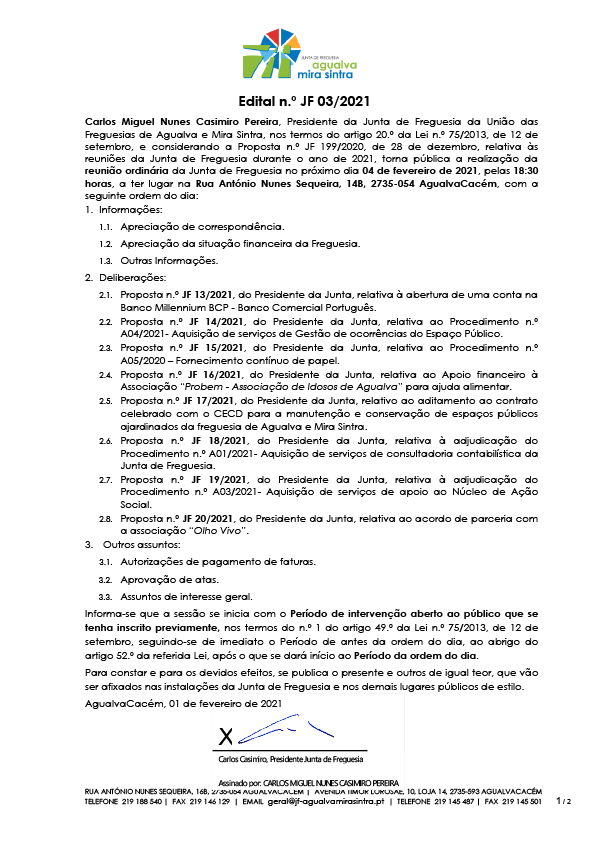 Edital n.º JF 03/2021