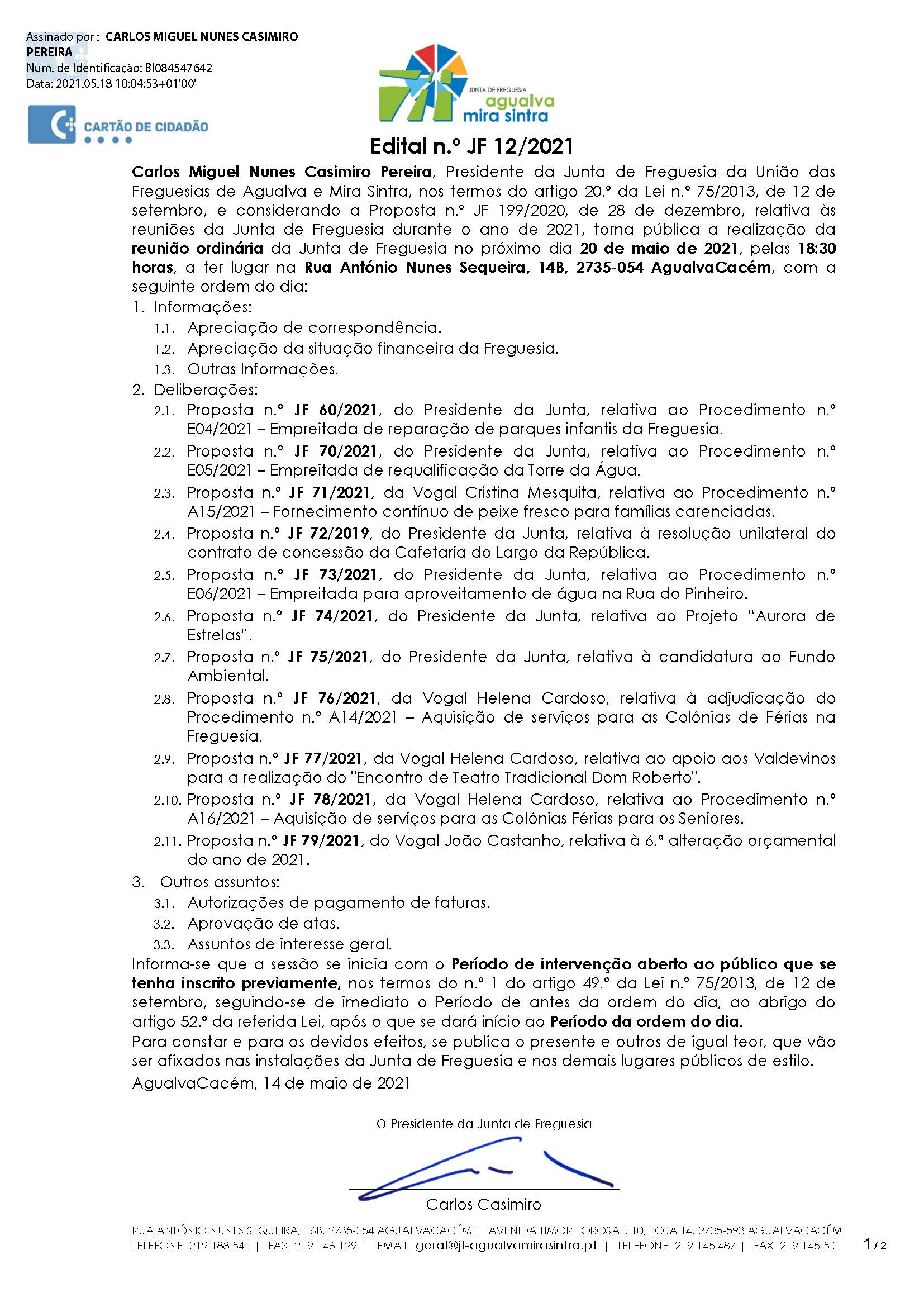 Edital n.º JF 12/2021