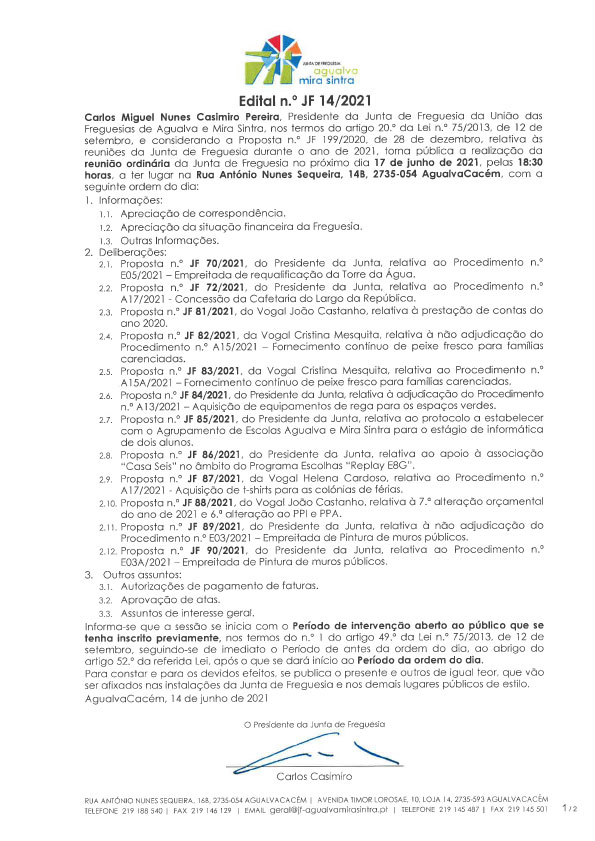 Edital n.º JF 14/2021