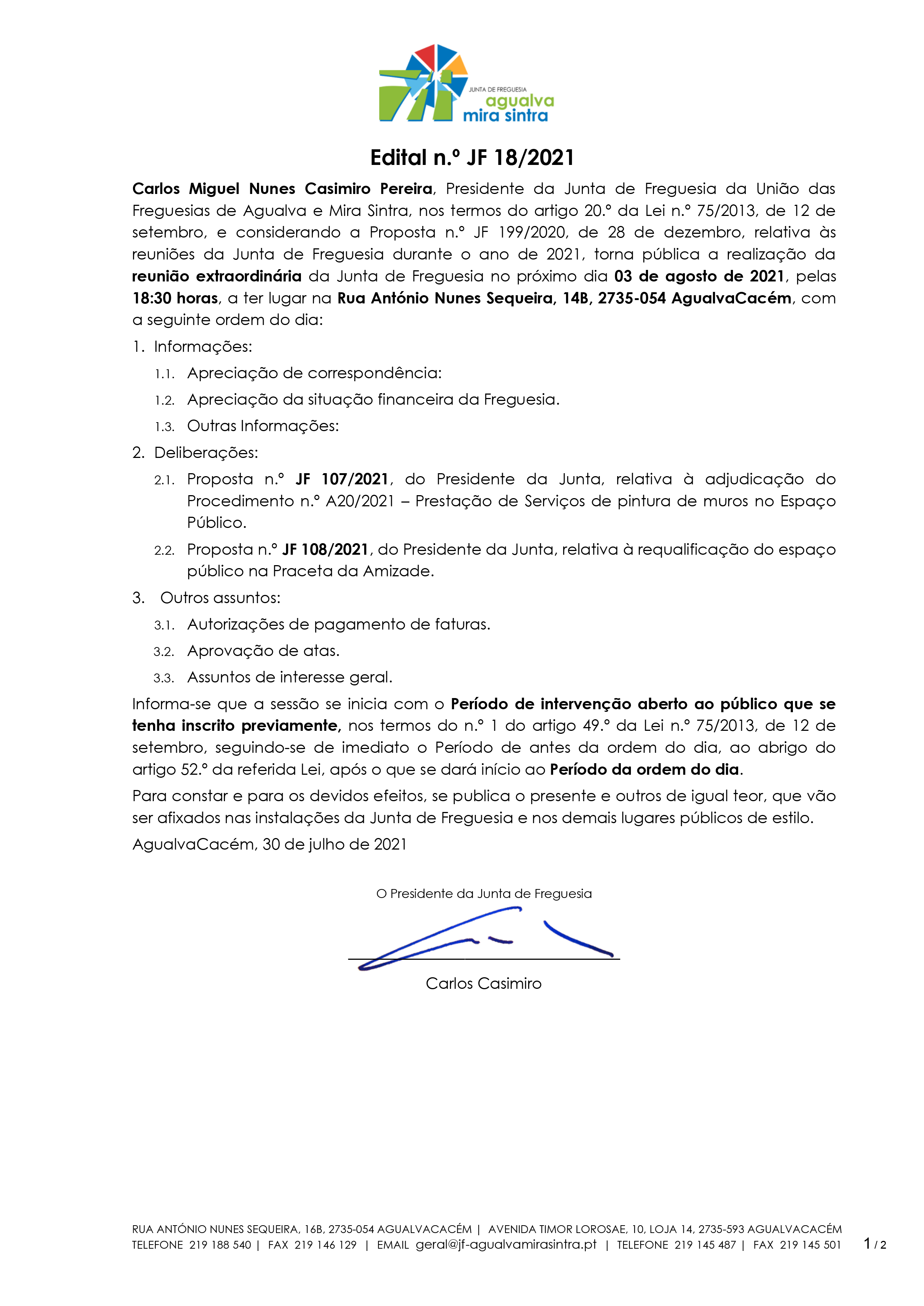 Edital n.º JF 18/2021