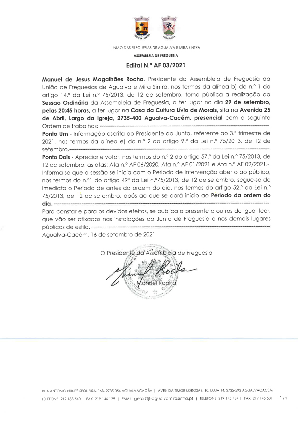 Edital n.º AF 03/2021