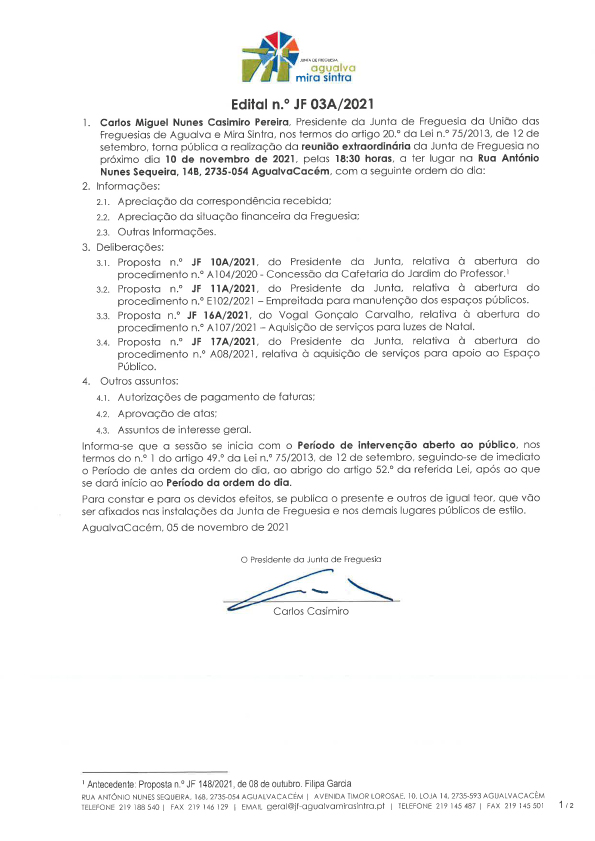 Edital n.º JF 03A/2021