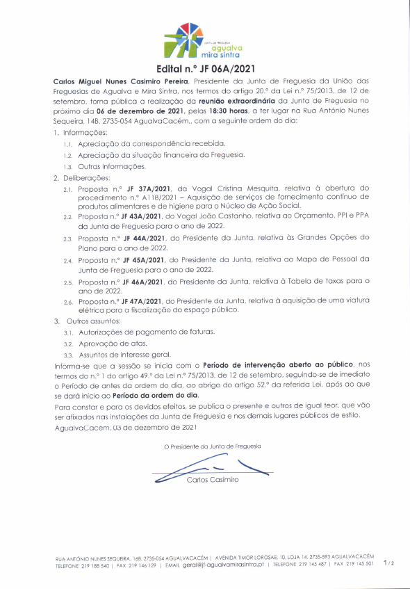 Edital n.º JF 06A/2021