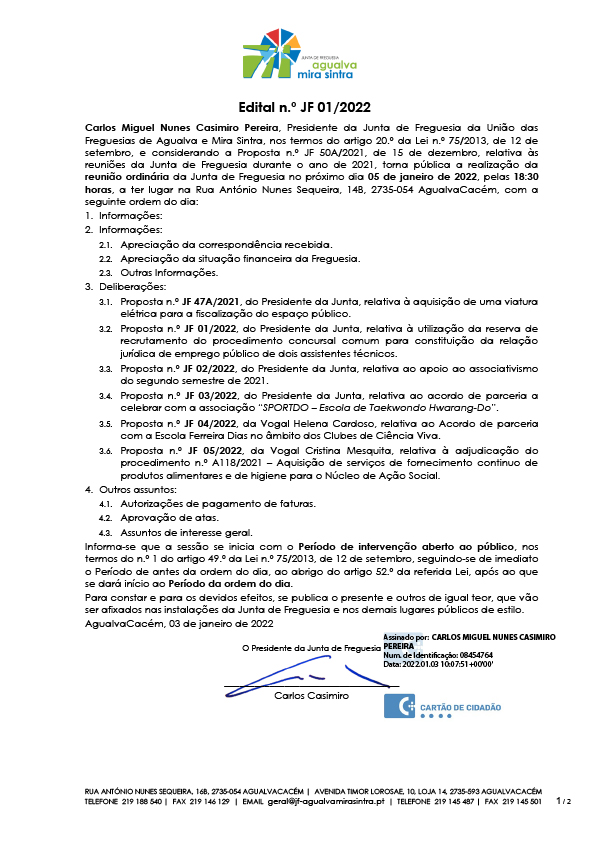 Edital n.º JF 01/2022