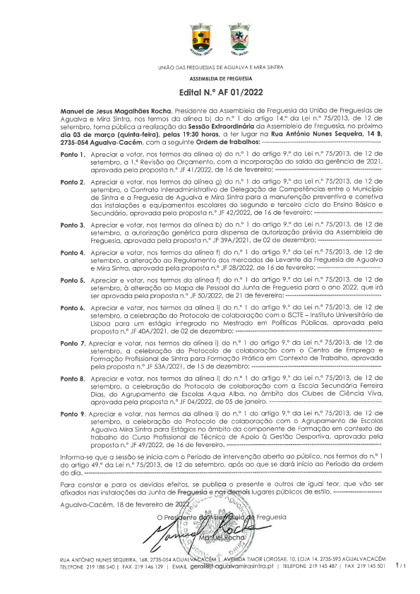 Edital n.º AF 01/2022
