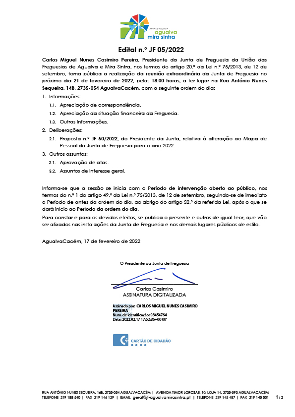 Edital n.º JF 05/2022
