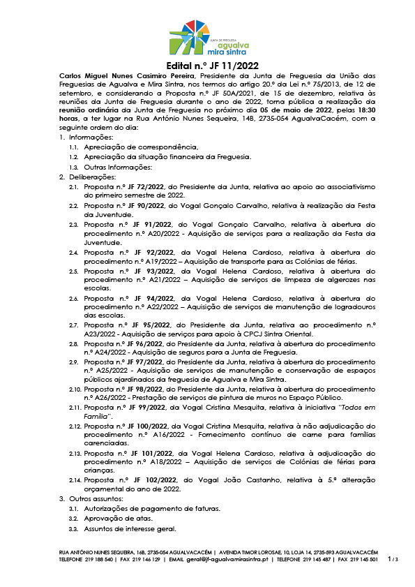 Edital n.º JF 11/2022